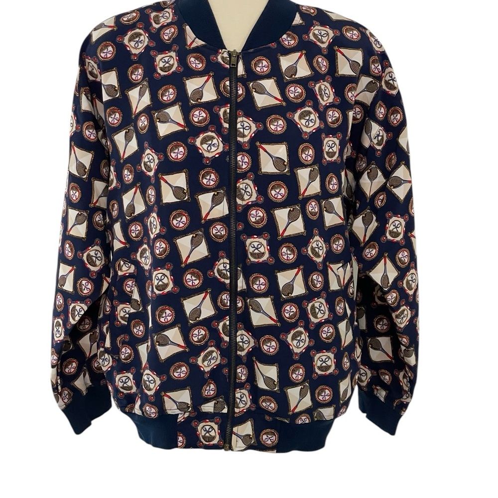 Vintage 90s -‎ Westbound Blue and White Bomber Jacket - Tennis Raquetball Unique
